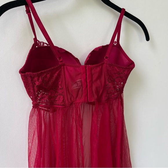 Victoria’s Secret Maroon Red Center Back Lace Chemise Push-Up size 34C Bra Red - Picture 7 of 7